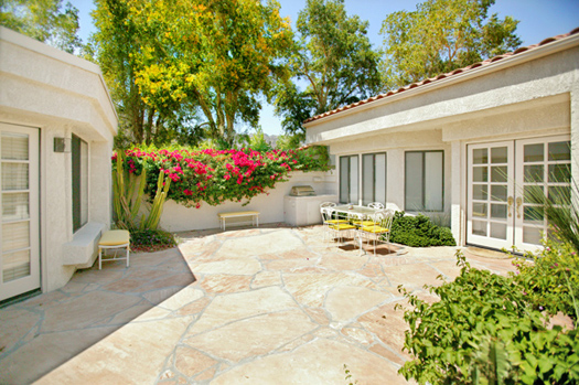 courtyard with built-in barbeque 