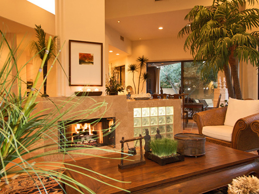 living room with fireplace