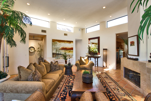 living room with fireplace