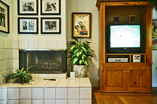 Living room TV, stereo, DVD and VCR