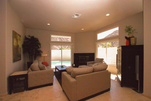 Living room with mountain views 